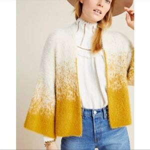 AKEMI + KIN Anthropologie Yellow Fuzzy Cardigan